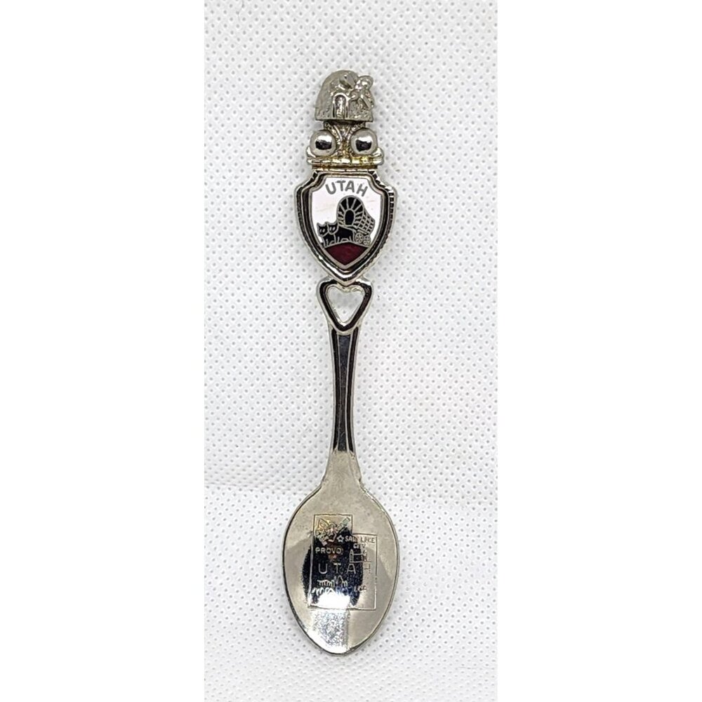 Vintage Utah Souvenir Collectible Silver-Plated Spoon With Beehive & Wagon